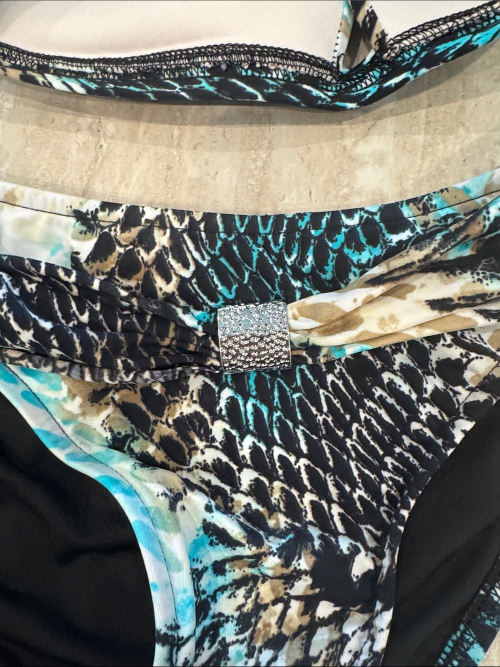 VENUS Turquoise and Black Snake-Print Halter Bikini - Picture 4 of 5